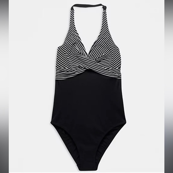 FIGLEAVES One Piece Swimsuit Black and White Twist Size 20R NWT - Picture 1 of 9